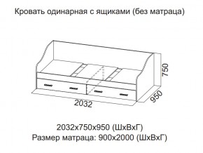 Кровать одинарная с ящиками (Без матраца 0,9*2,0) в Чайковском - chajkovskij.магазин96.com | фото